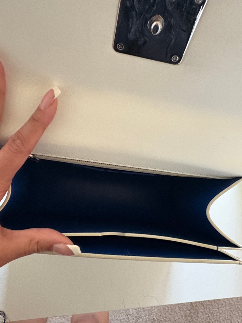 Off-White Jitney 2.8 Top Handle Bag White Royal Blue Logo Crossbody ๐๐๐ - Picture 7 of 7